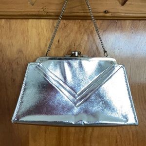Vintage Metallic silver clutch bag